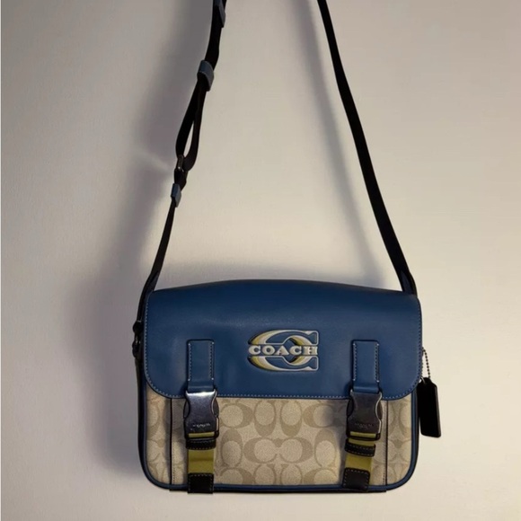 Coach Track Crossbody Bag In Colorblock Signature Canvas Sporty Athletic - Picture 1 of 14